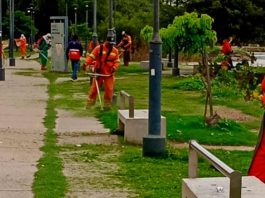 Intenso trabajó de desmalezamiento y limpieza en sectores del parque Aguirre